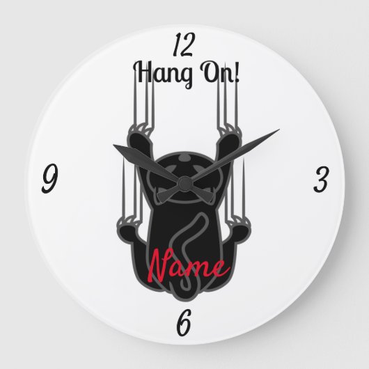 Hang On Black Cat Thunder_Cove Große Wanduhr (Vorderseite)