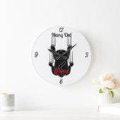 Hang On Black Cat Thunder_Cove Große Wanduhr (Zuhause)