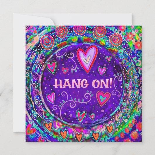 Hang on Fun Lila Ermutigung Herz (Vorderseite)
