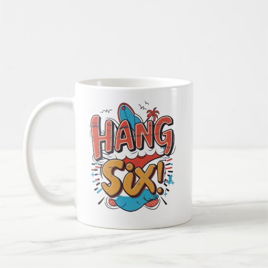 Hang sechs! Surf's Up with Frog on Pizza Board Kaffeetasse (Links)