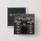 Hang Tough Muscle Man Workout Gym Button (Vorne & Hinten)