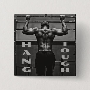 Hang Tough Muscle Man Workout Gym Button