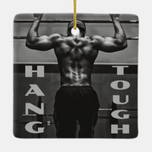 Hang Tough Muscle Man Workout Gym Keramikornament
