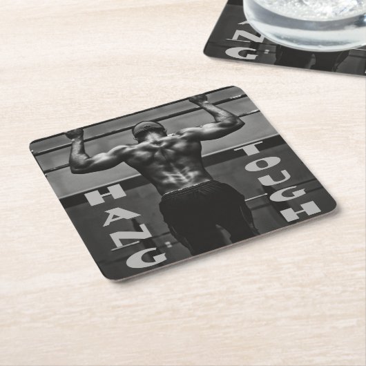 Hang Tough Muscle Man Workout Gym Rechteckiger Pappuntersetzer (angewinkelt)