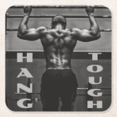Hang Tough Muscle Man Workout Gym Rechteckiger Pappuntersetzer (Vorderseite)