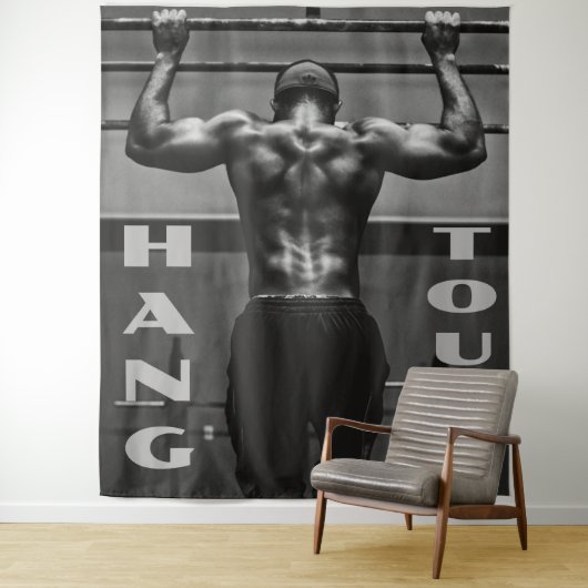 Hang Tough Muscle Man Workout Gym Wandteppich (Beispiel)