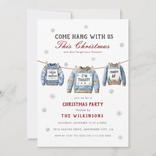 hang with us ugly christmas jumper party einladung (Vorderseite)