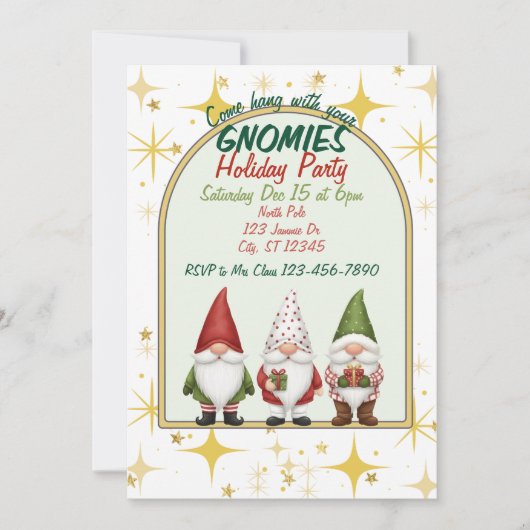 Hang with your Gnomies Holiday Party Invitation Einladung (Vorderseite)