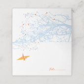 Hangami Origami Orange Paper Cranes Asiatische Hoc Platzkarte (Außenseite Aufgefaltet)