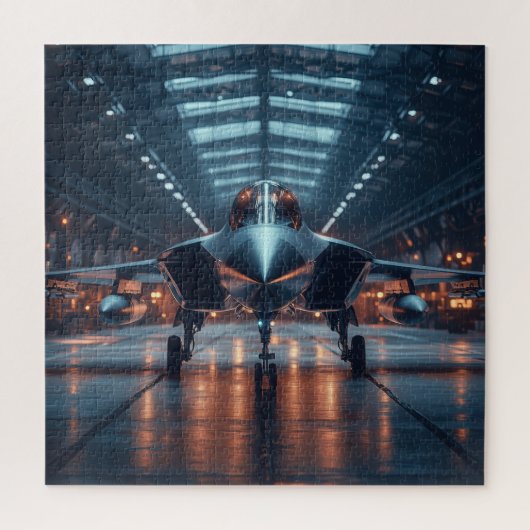 Hangar Jet in Dusk - Aviation Puzzle (Vertikal)