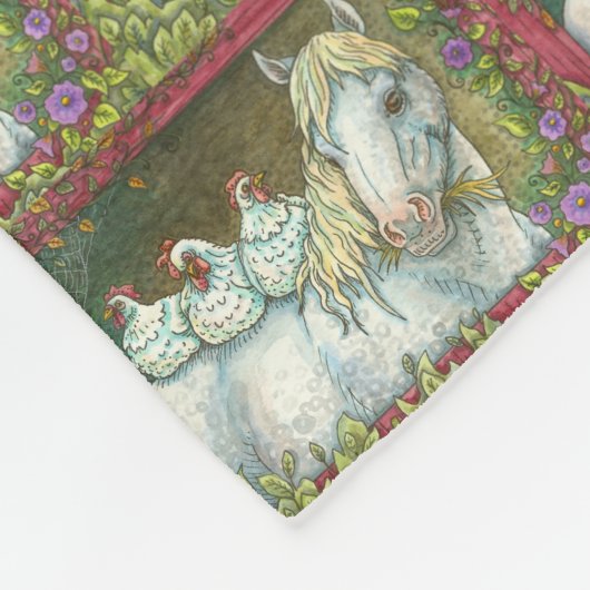 HÄNGE IM STABILEN, PFERD & CHICKEN FLEECE BLANKET (Ecke)