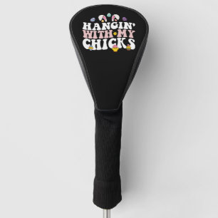 Hänge mit meinen Hühnern Ostern Hase Groovy Retro Golf Headcover