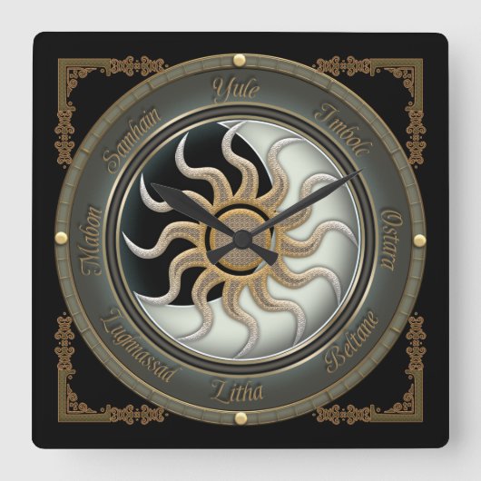 Hängebahn-Uhr von Sun und Moon Pagan Quadratische Wanduhr (Vorderseite)