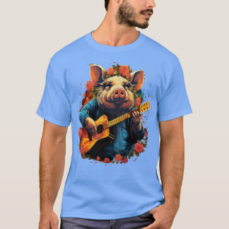 Hängebauchschwein Gitarre spielend T-Shirt