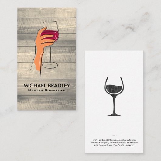 Hängeblatt Wein | Holz Visitenkarte (Vorne/Hinten)