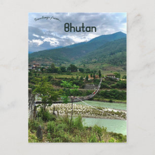 Hängebrücke in Bhutan Postkarte
