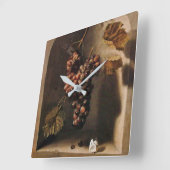 HANGED GRAPES WALL NICHE Antique Brown Rustic Quadratische Wanduhr (Winkel)