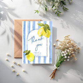 Hängelblaue Streifen Zitronen Babydusche Dankeskarte