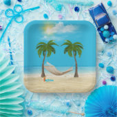 Hängematte am Tropical Beach Pappteller (Party)