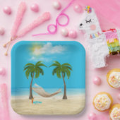 Hängematte am Tropical Beach Pappteller (Party)