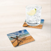 Hängematte auf einem tropischen Strandurlaubsort Rechteckiger Pappuntersetzer (Vor Ort)