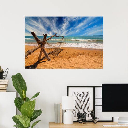 Hängematte im Tropical Beach Resort Poster (Heimbüro)