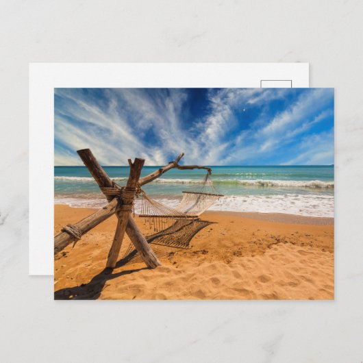 Hängematte im Tropical Beach Resort Postkarte (Vorne/Hinten)