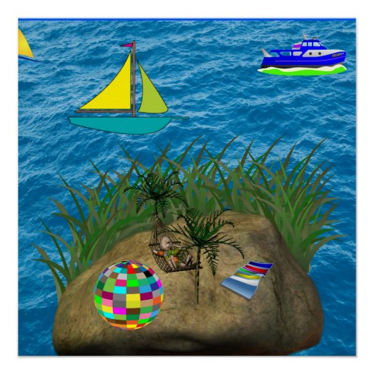 Hängematte Strandblau Poster (Vorderseite)