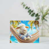 Hängematte unter Palmen Feiertagspostkarte (Stehend Vorderseite)