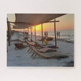 Hängematten am Meer bei Sonnenuntergang Puzzle