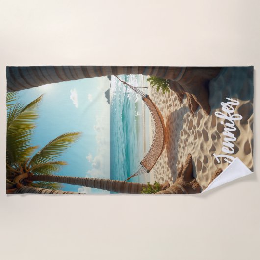 Hängematten, Palmen Strandtuch (Vorderseite)