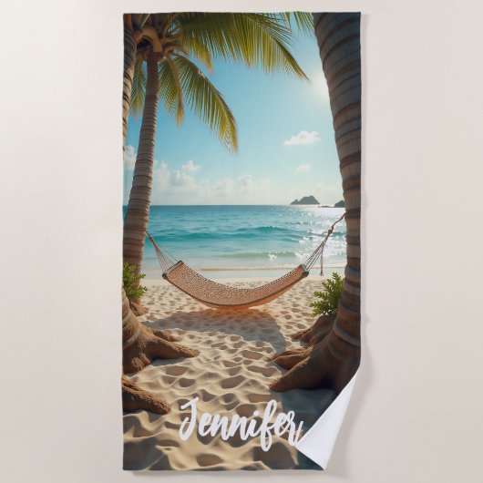 Hängematten, Palmen Strandtuch (Vorderseite)