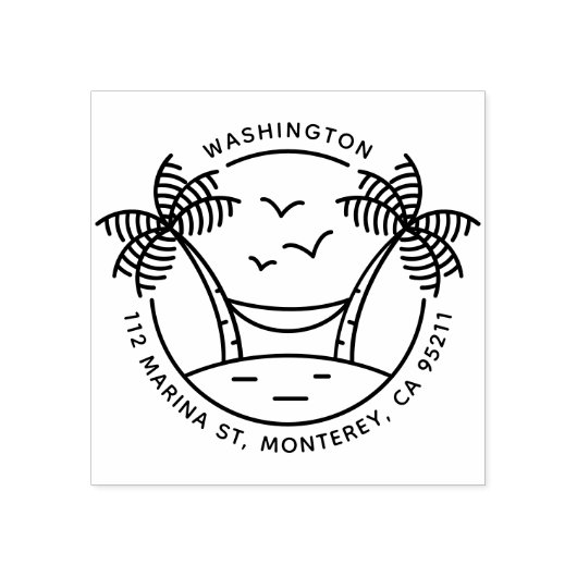 Hängematten und Palmen | Tropical Family Address Gummistempel (Prägung)