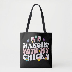 Hängen mit meinen Küken Osterhase Groovy Retro Tasche