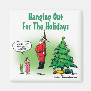 Hängend Santa Verdreht Cartoon Magnet