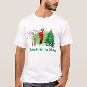 Hängend Santa Verdreht Cartoon T-Shirt