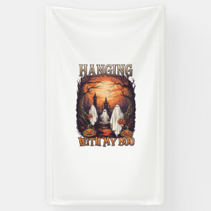 Hängende Boo Halloween Geister Kürbisse Vollmond_1 Banner