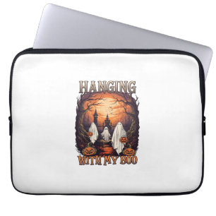Hängende Boo Halloween Geister Kürbisse Vollmond_1 Laptopschutzhülle
