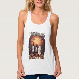 Hängende Boo Halloween Geister Kürbisse Vollmond_1 Tank Top