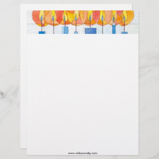 Hängende Chanukka-Kerzen Briefkopf (Vorne/Hinten)