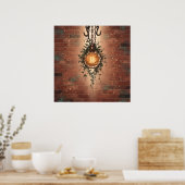 Hängende Edison-Kugel Efeu Backsteinwand Poster (Küche)