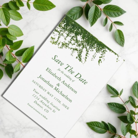Hängende Efeu-Grün-Hochzeit Save The Date