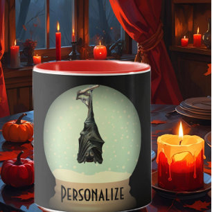 Hängende Fledermaus-Schneekugel schwarz vintage go Tasse