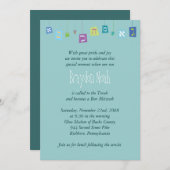 HÄNGENDE HEBRÄISCHE BUCHSTABEN Schläger-Bar Einladung (Vorne/Hinten)