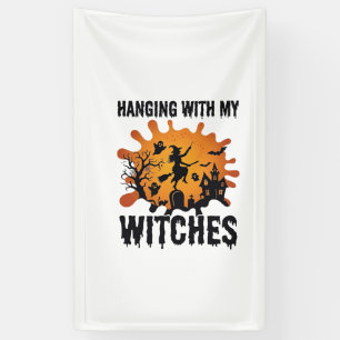 Hängende Hexen Halloween Hexenbesen Spukhaus Banner