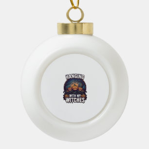 Hängende Hexen Halloween Kürbisse Geisterwald  Keramik Kugel-Ornament