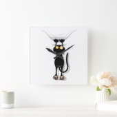 Hängende Katze Quadratische Wanduhr (Zuhause)