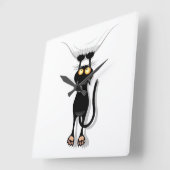Hängende Katze Quadratische Wanduhr (Winkel)