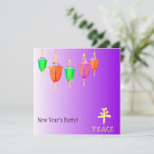 Hängende Laternen - lila Einladung (Stehend Vorderseite)