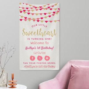 Hängende Love Hearts Sweetheart Geburtstag Willkom Banner